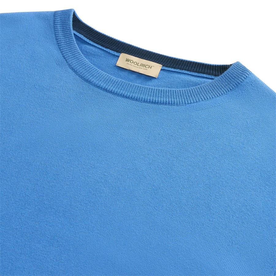 Maglia girocollo in puro cotone con logo ricamato da uomo Woolrich | CFWOKN03313115